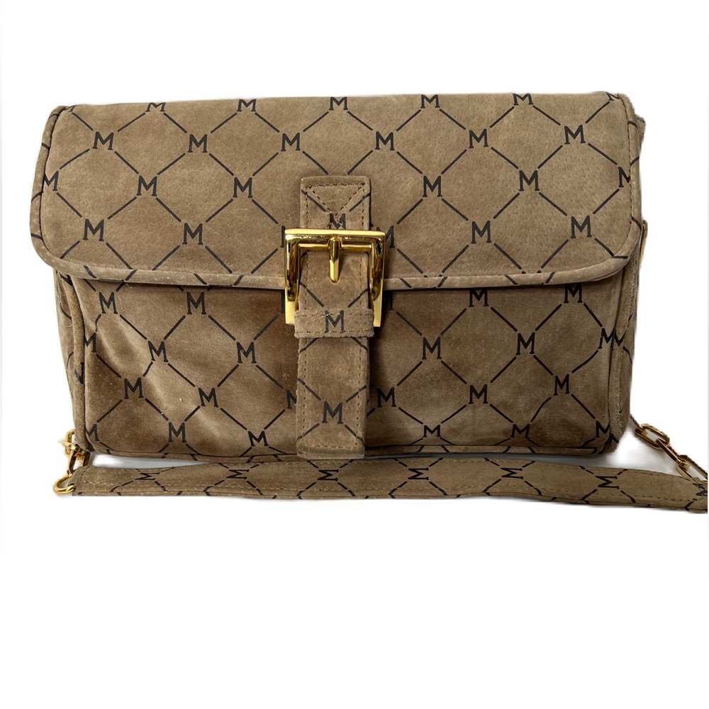 Wilson’s Leather Maxima Small Tan Suede Monogram Purse